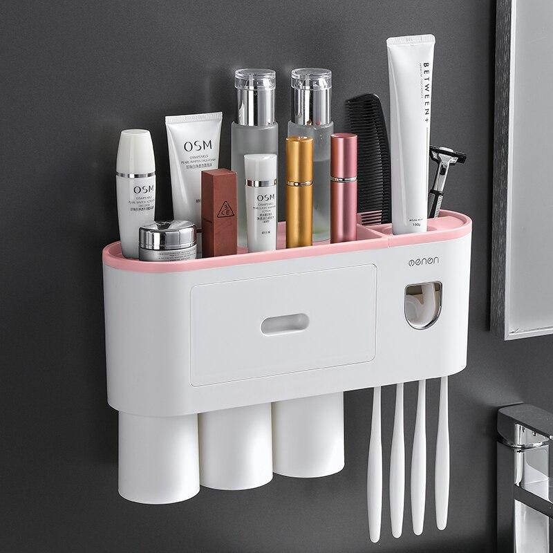 Menon 3 cups Toothbrush Holder, Storage Rack and Toothpaste Dispenser - Image 6