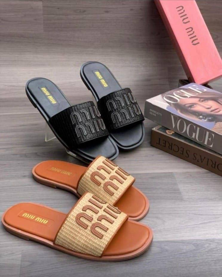 Miu Miu woven slides