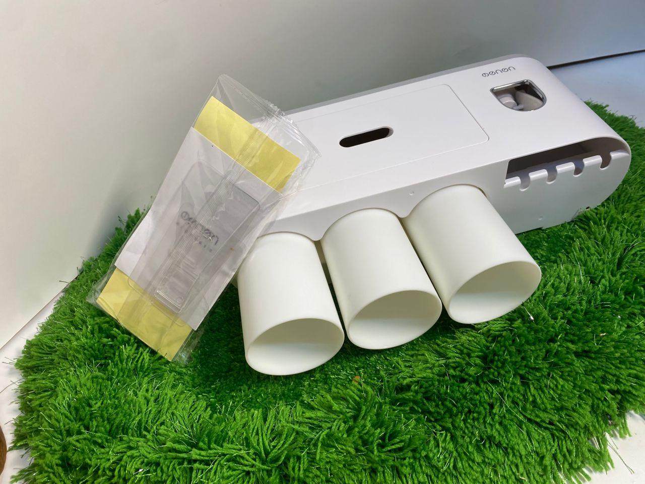 Menon 3 cups Toothbrush Holder, Storage Rack and Toothpaste Dispenser - Image 5