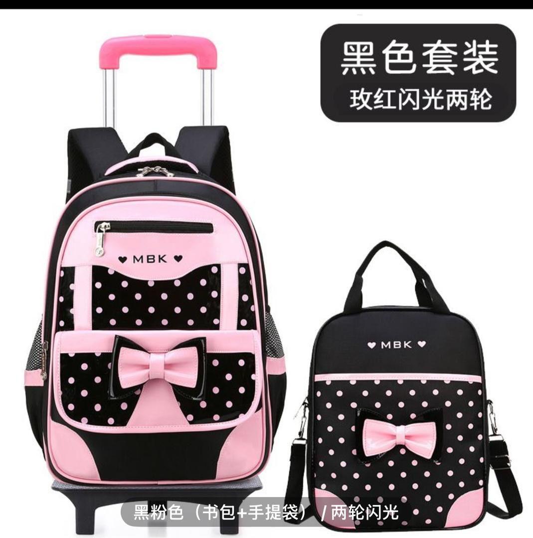 MBK Kids Pink Rolling Backpack Set - Image 2