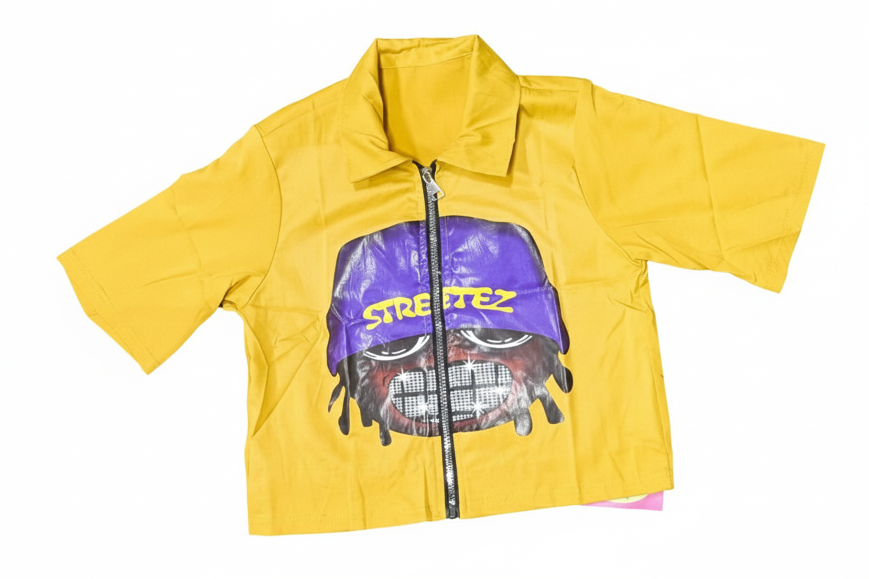 Children Bold Graphic Zip-Up Collared Shirt