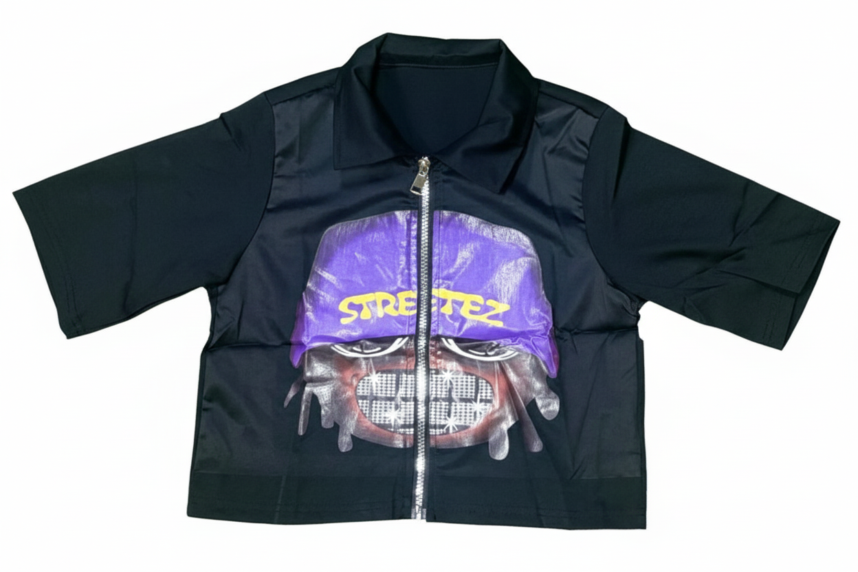 Children Bold Graphic Zip-Up Collared Shirt - Image 2