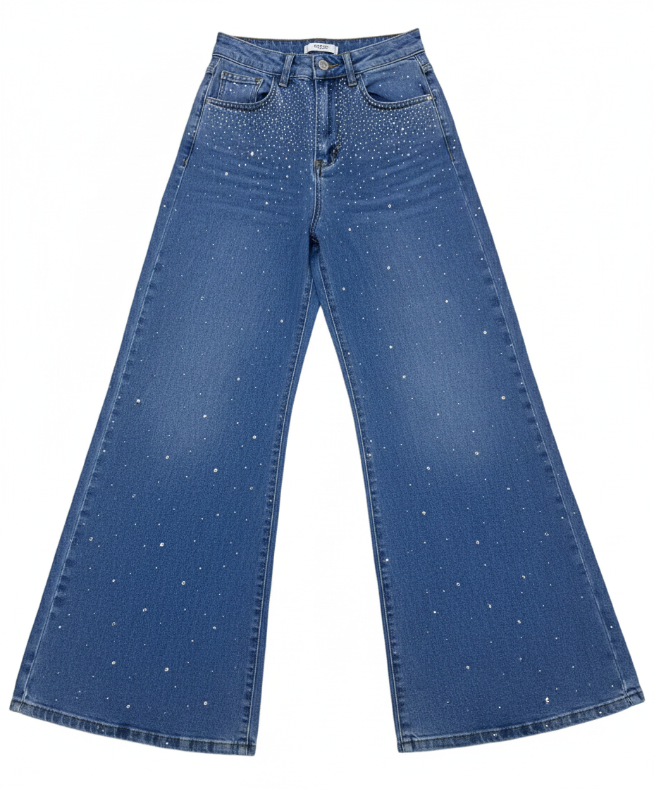 Dazzling Rhinestone Wide-Leg Jeans - Image 3