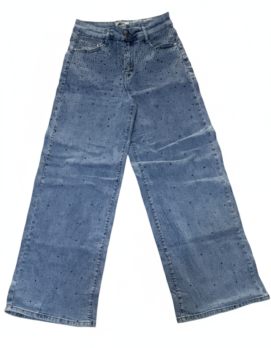 Dazzling Rhinestone Wide-Leg Jeans - Image 4