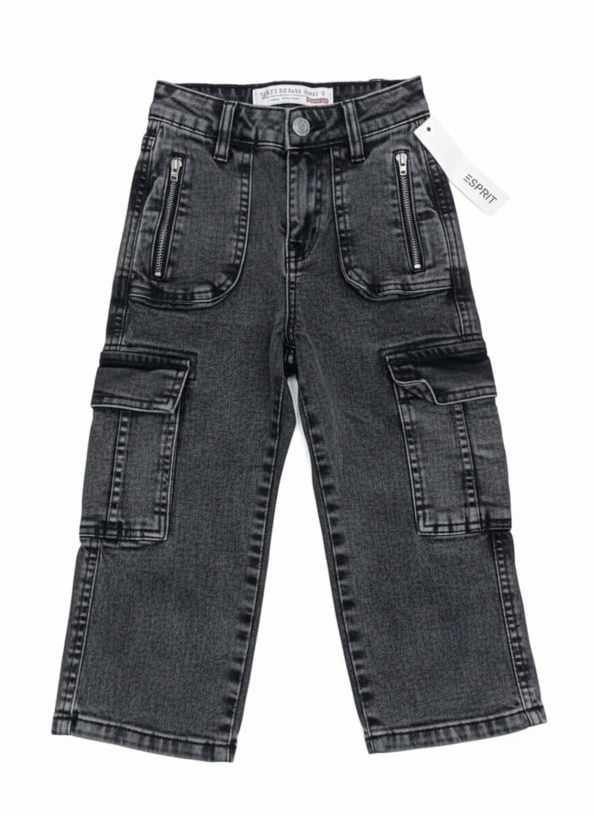 Kids' Utility Cargo Trousers / Jeans with Zip Pockets - Image 3