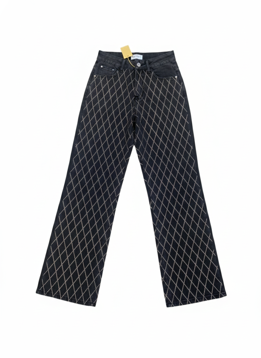 Diamond-Stitch Denim Jeans