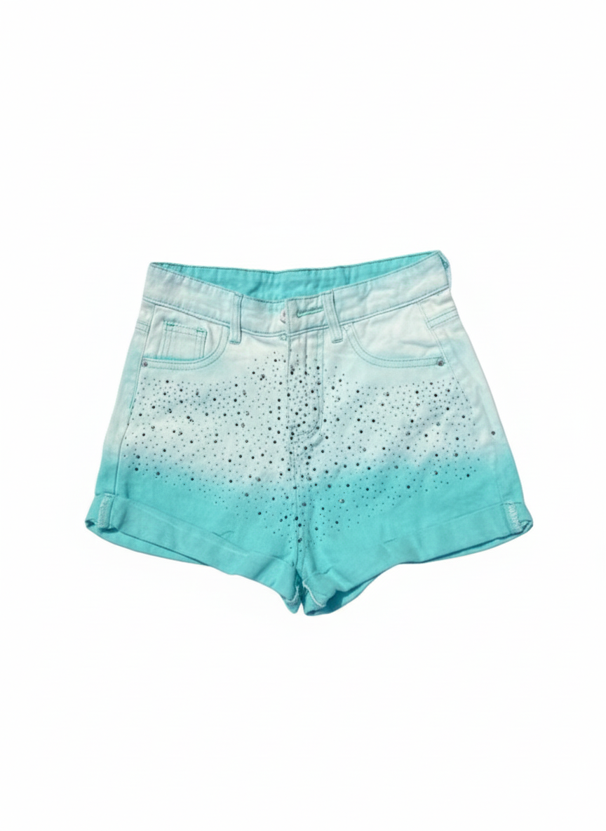 Girls' Ombré Rhinestone Denim Shorts - Image 2
