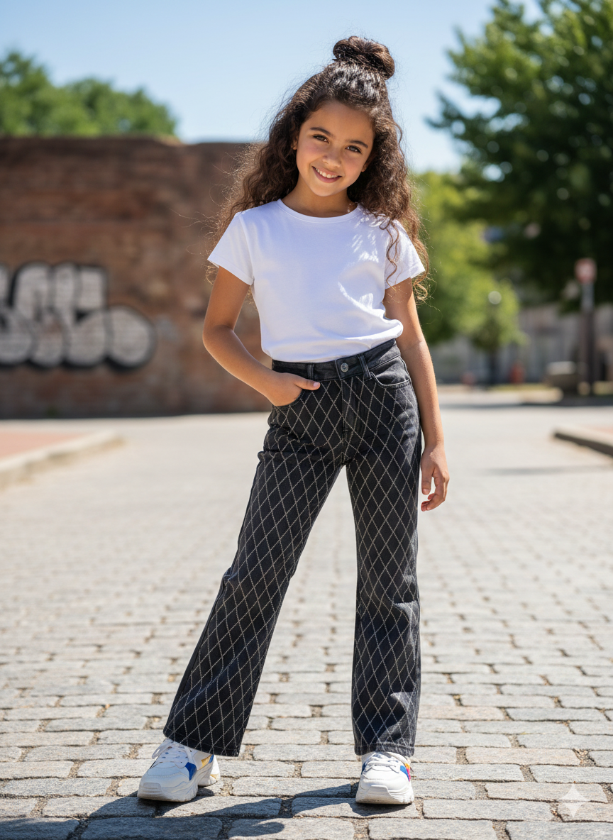 Diamond-Stitch Denim Jeans - Image 2