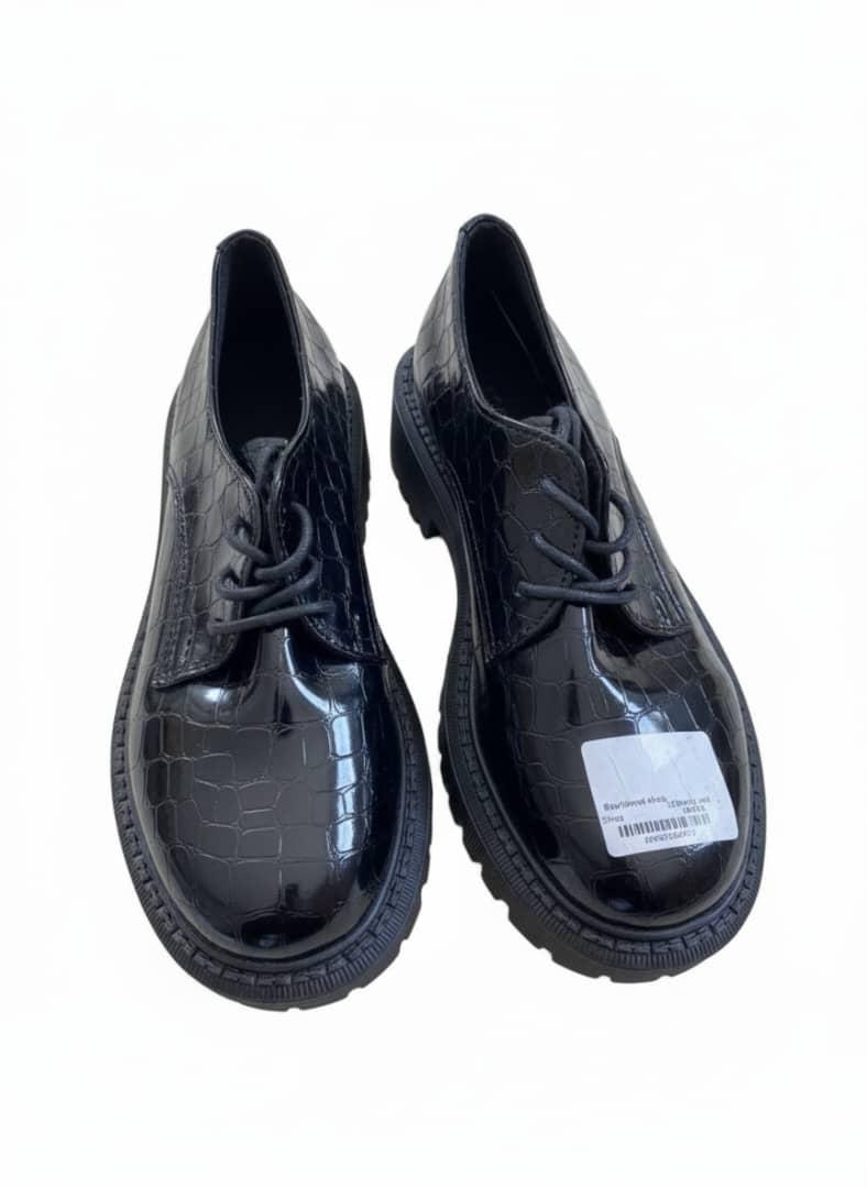 Black Croc-Embossed Leather Shoes - Image 2