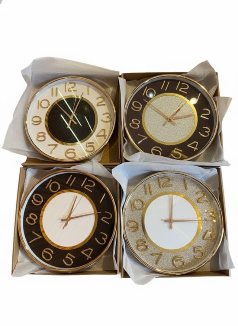 Set of premium gold accented decorative wall clock