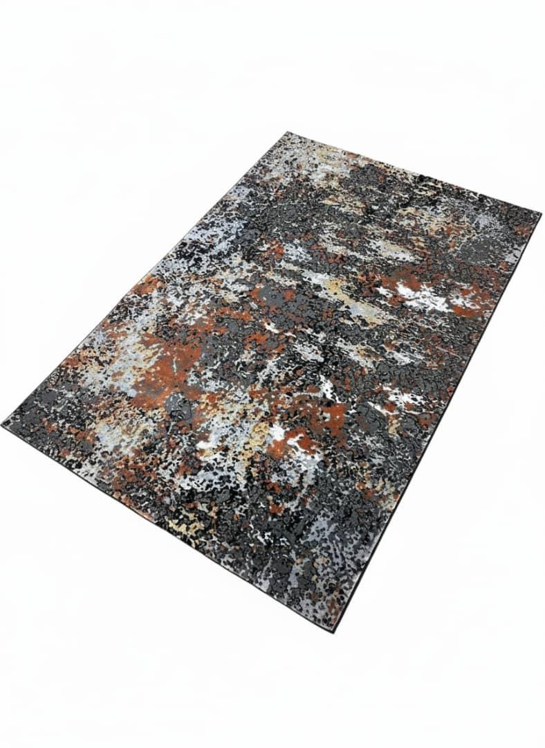 Luxury Abstract Modern Area Rug – Black, Grey & Gold Blend - Image 2
