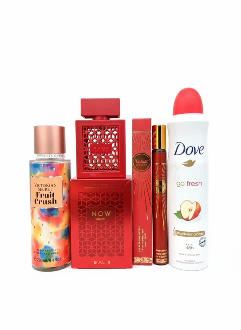 Luxury Red Fragrance & Body Care Combo – 4-in-1 Set