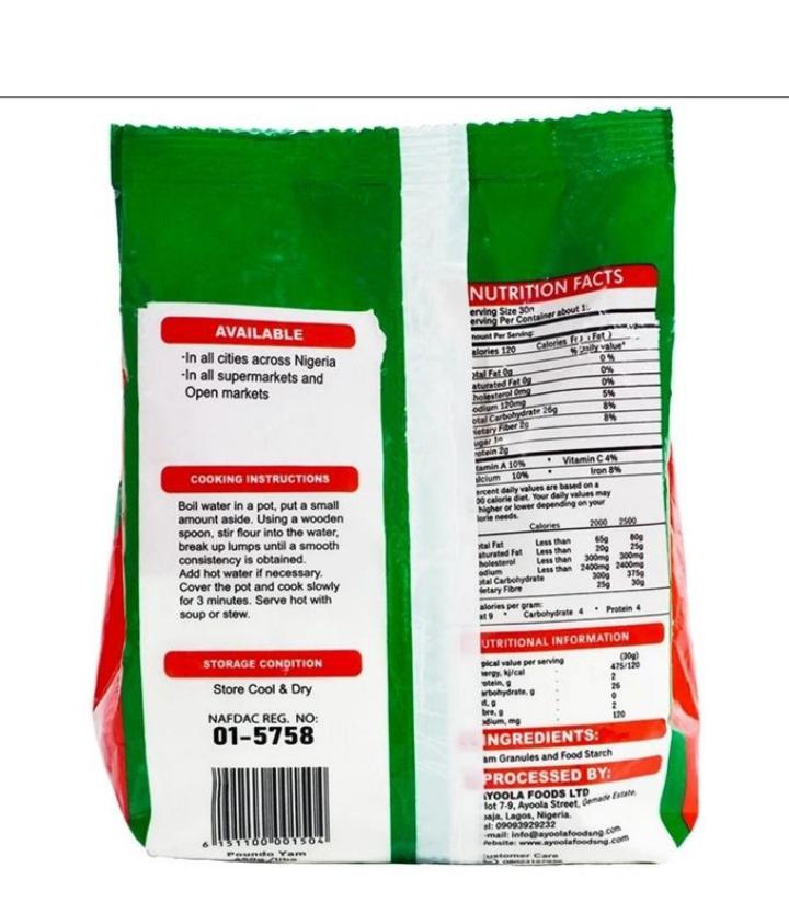 Ayoola Pounded Poundo Yam fufu Flour Powder 0.9kg - Image 2