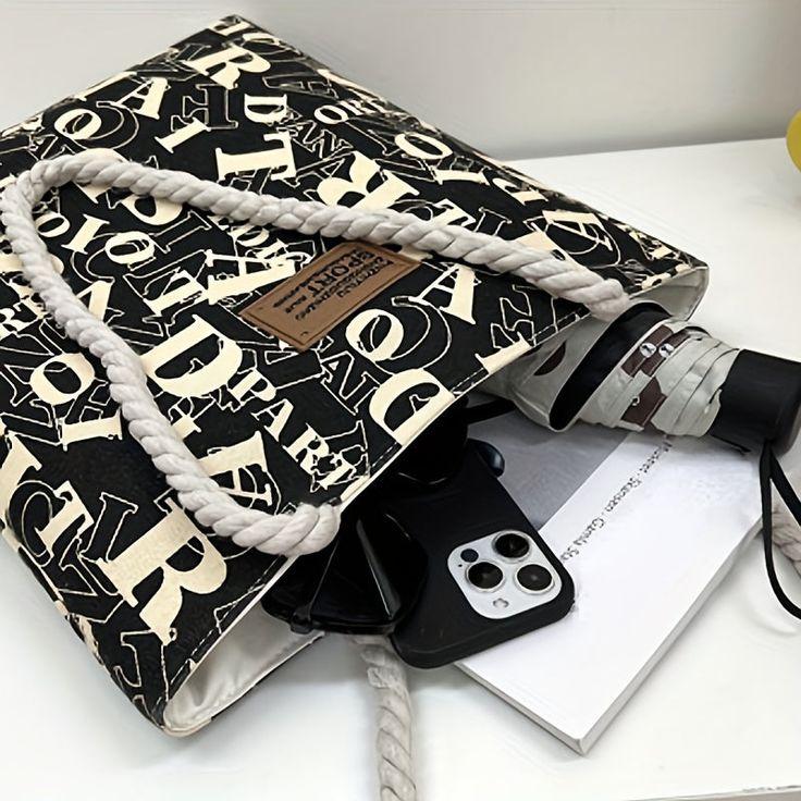 Letter Pattern Shoulder Fashion Tote Bag - Image 4