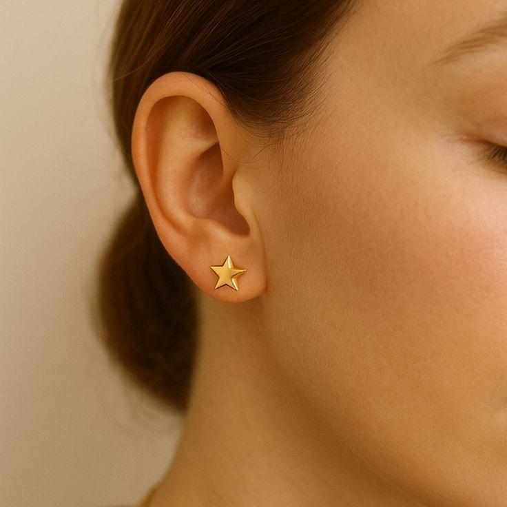Gold Star Earring-Mini Star Minimalist Stud - Image 3