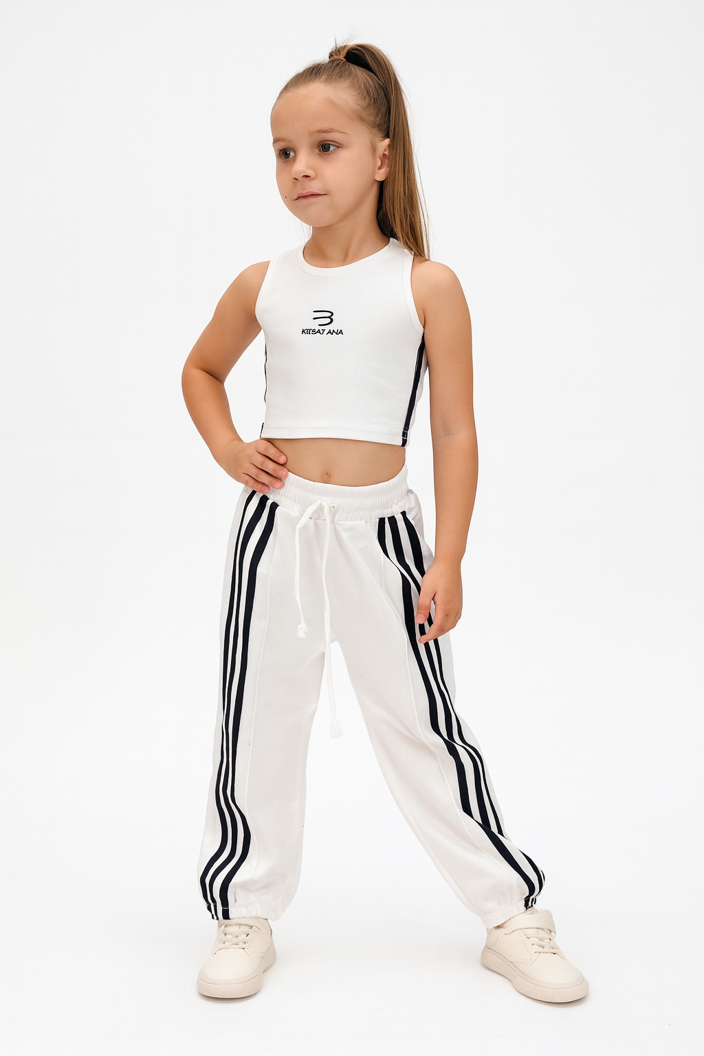 White Crop Tank & Wide-Leg Tracksuit Set - Image 2