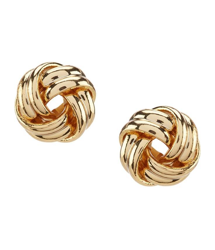 Twisted Knot Gold Stud Medium Earring - Image 3