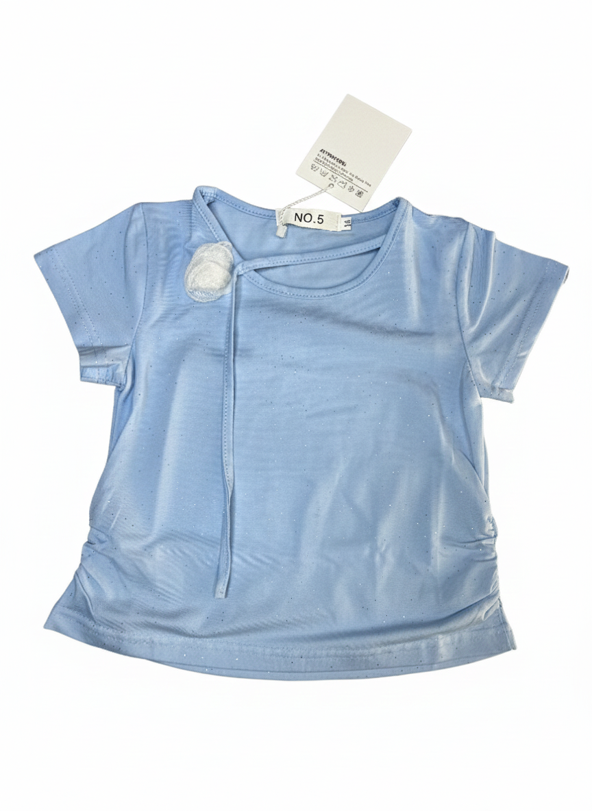 Sky Blue Sparkle Short-Sleeve Girls’ Top