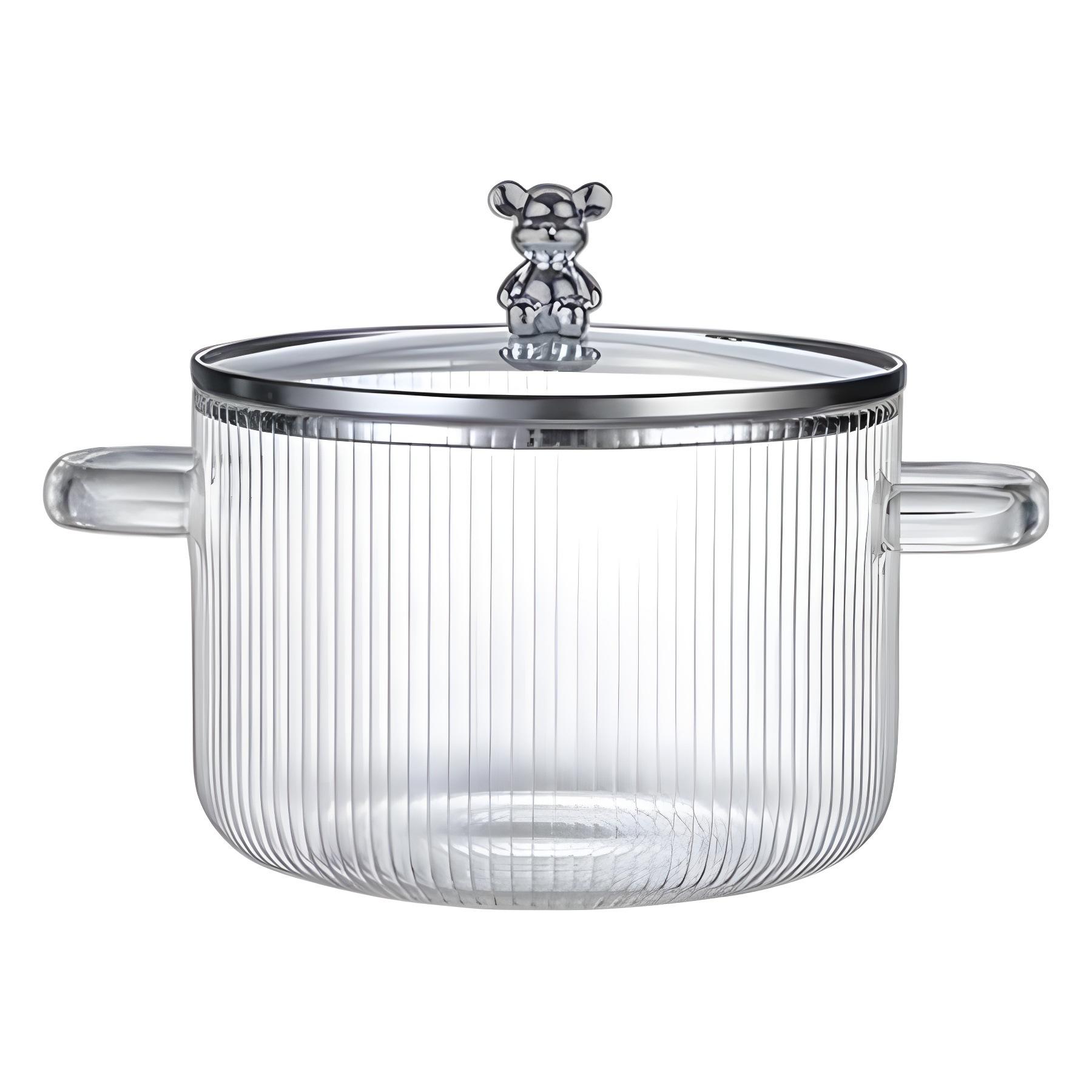 Thick Double - ear Transparent Glass Milk Pot Instant Noodle Bowl Hot Pot Non - stick