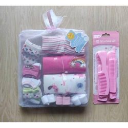 Baby Sleep Suit,Socks,Wash Cloth, And Comb Set(Combo Pack)