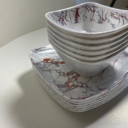 Ceramic curved and flat unbreakable plates 12pcs