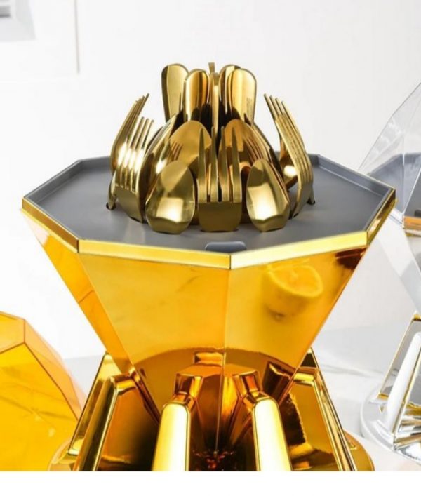 Luxury Rotating Diamond Shaped Cutlery Set 24 Pcs